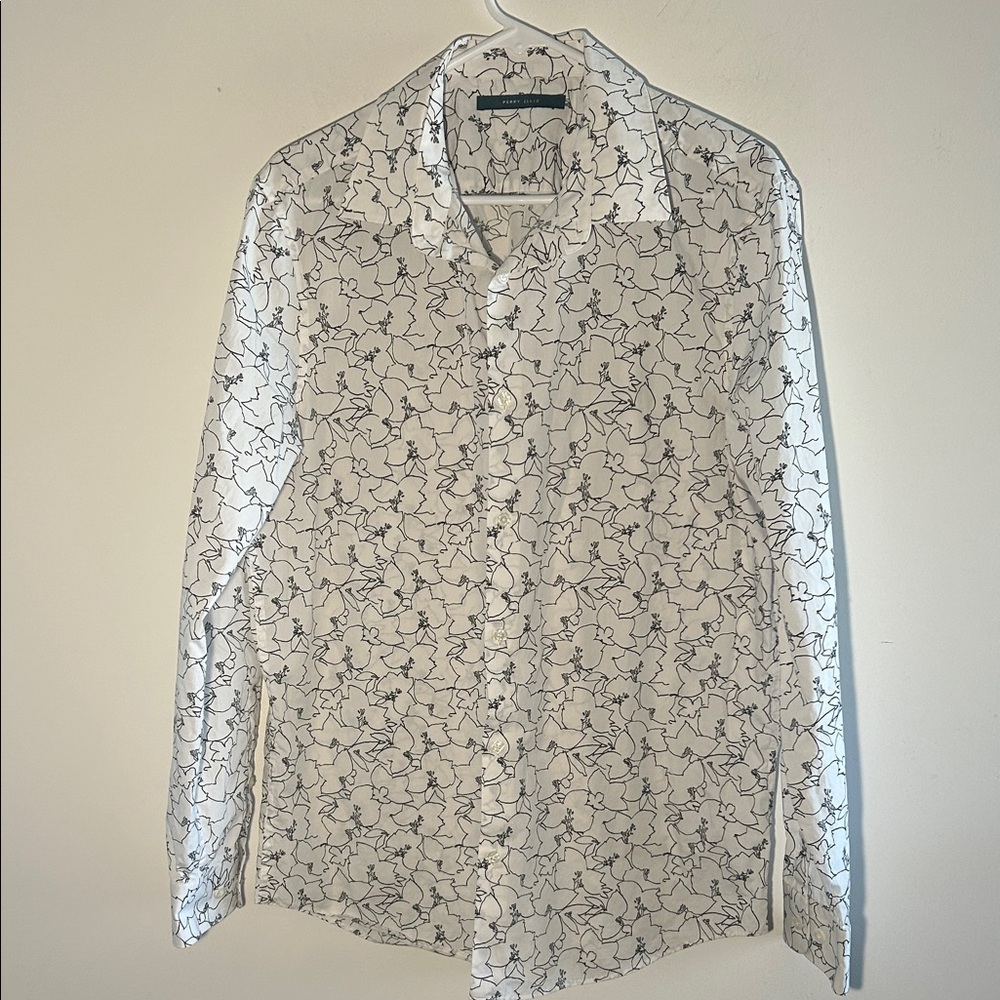 Perry Ellis, Men’s Size Large White and Black Abstract Shirt